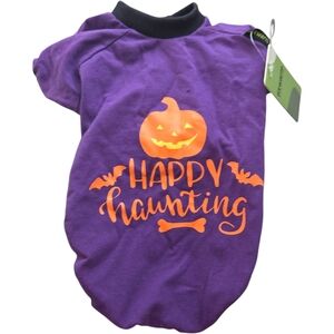 Warm Purple Dog Tee with Orange Halloween Design